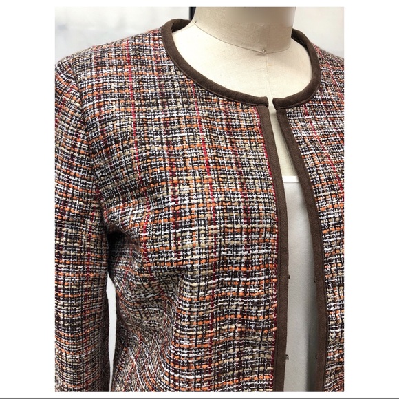 Chico's Elegant Boucle Cocoa Bean Tweed Jacket - Picture 4 of 16